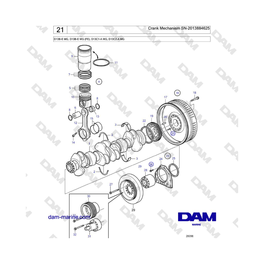 Volvo Penta D13B - Crank Mechanism SN-2013884625 