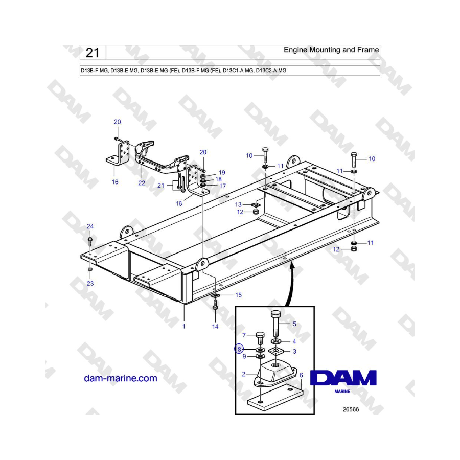 Volvo Penta D13B - Engine Mounting and Frame