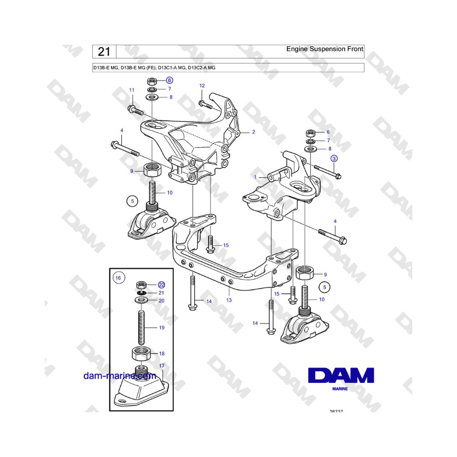 Volvo Penta D13B - Engine Suspension Front