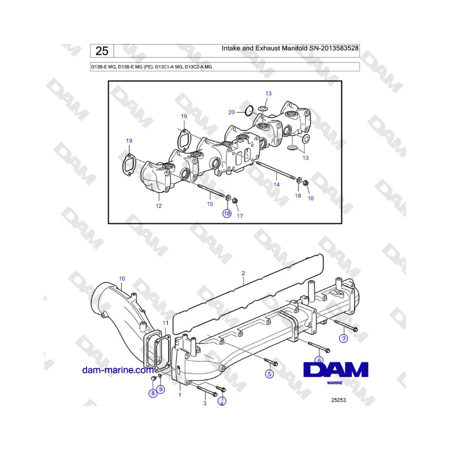 Volvo Penta D13B - Intake and Exhaust Manifold