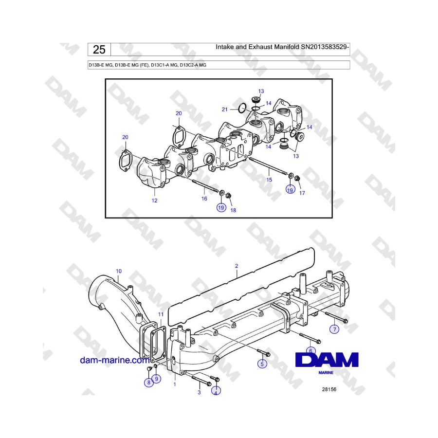 Volvo Penta D13B - Intake and Exhaust Manifold SN2013583529