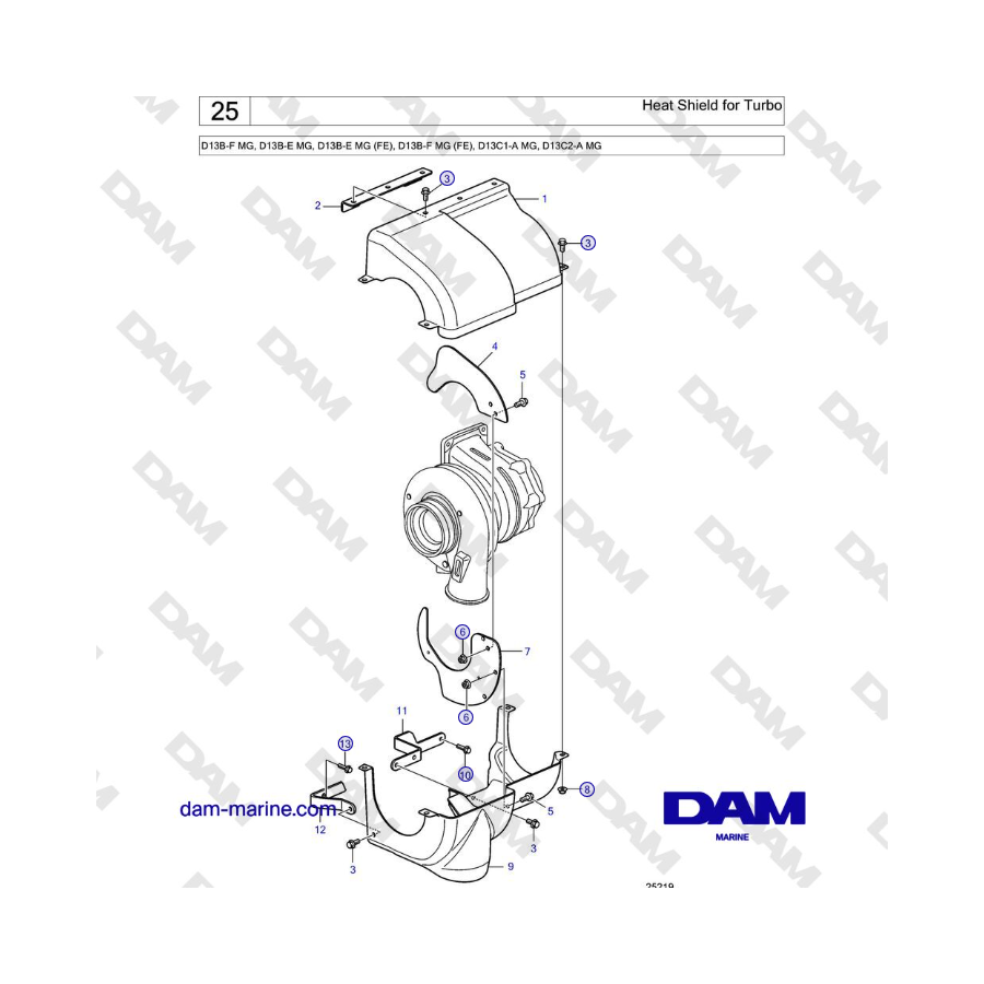 Volvo Penta D13B - Heat Shield for Turbo 