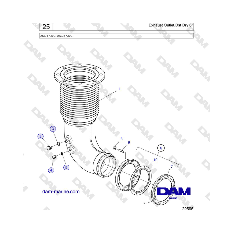 Volvo Penta D13B - Exhaust Outlet,Dst Dry 6''