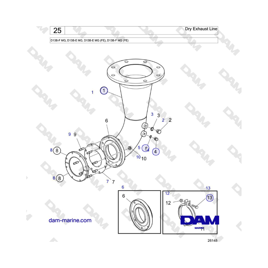 Volvo Penta D13B - Dry Exhaust Line