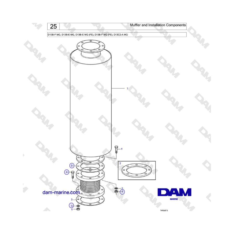 Volvo Penta D13B - Muffler and Installation Components