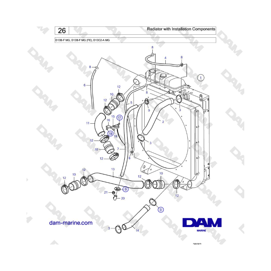 Volvo Penta D13B - Radiator with Installation Components 