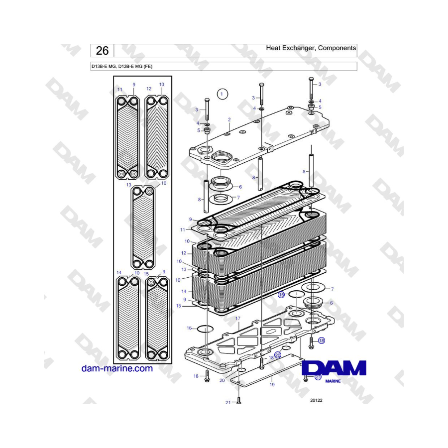 Volvo Penta D13B - Heat Exchanger, Components