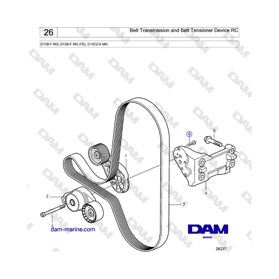 Volvo Penta D13B - Belt Transmission and Belt Tensioner Device RC