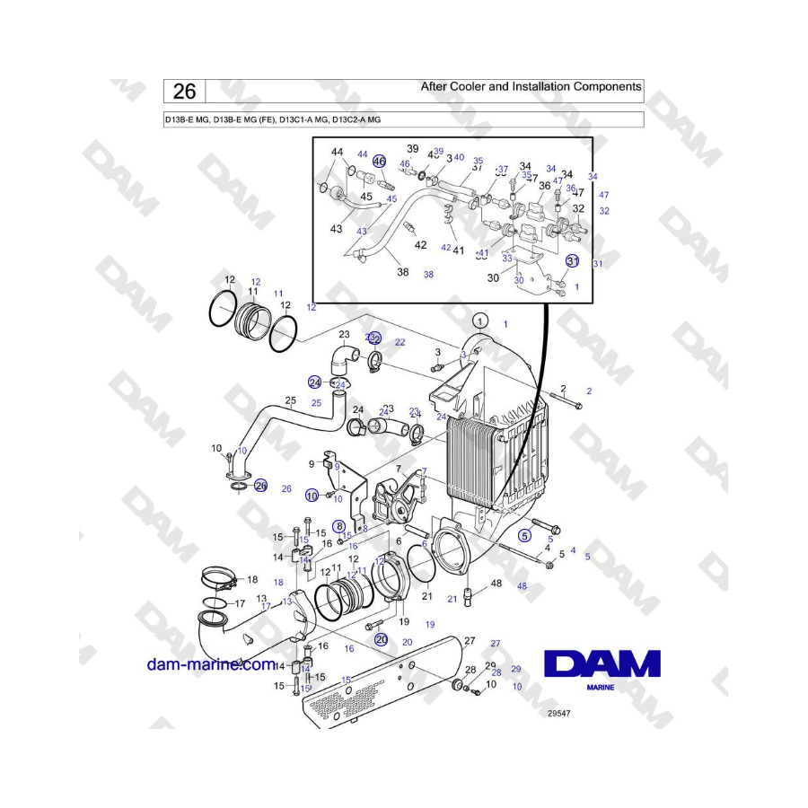 Volvo Penta D13B - After Cooler and Installation Components