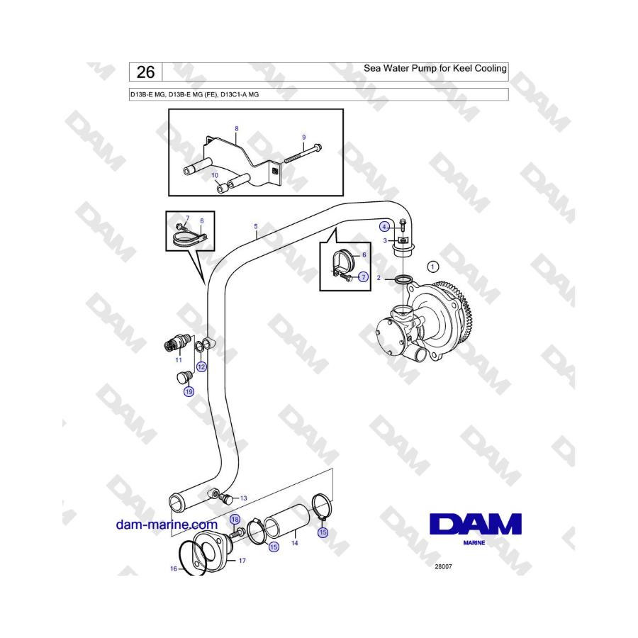 Volvo Penta D13B - Sea Water Pump for Keel Cooling