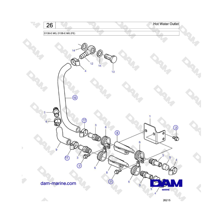 Volvo Penta D13B - Hot Water Outlet