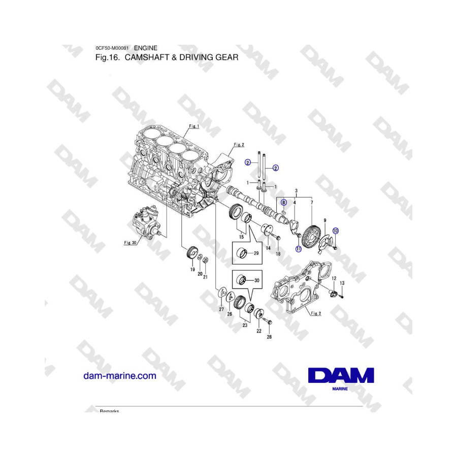 Yanmar 4JH45/4JH57 - CAMSHAFT & DRIVING GEAR