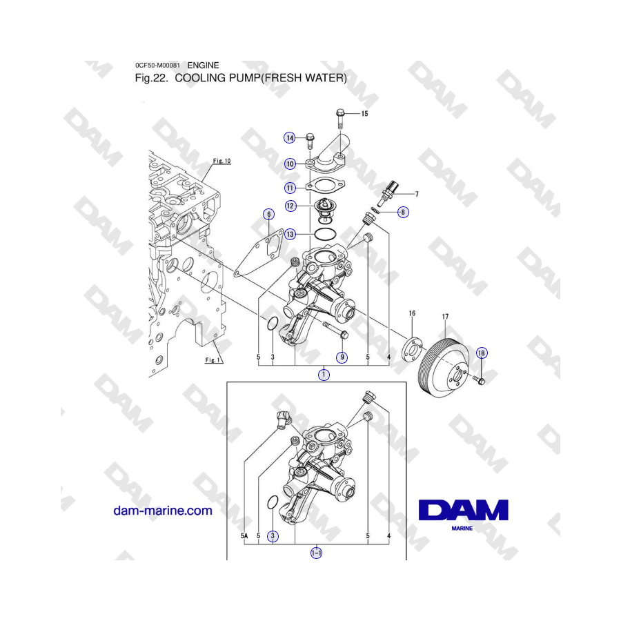 Yanmar 4JH45/4JH57 - COOLING PUMP(FRESH WATER)