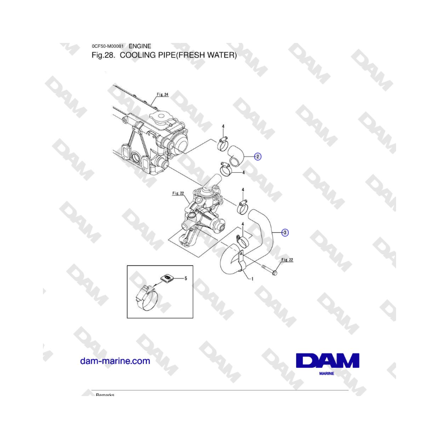 Yanmar 4JH45/4JH57 - COOLING PIPE(FRESH WATER)