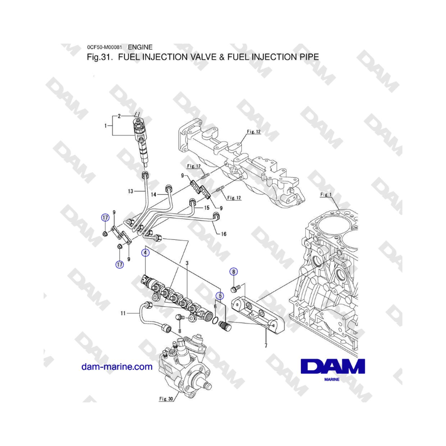 Yanmar 4JH45/4JH57 - FUEL INJECTION VALVE & FUEL INJECTION PIPE