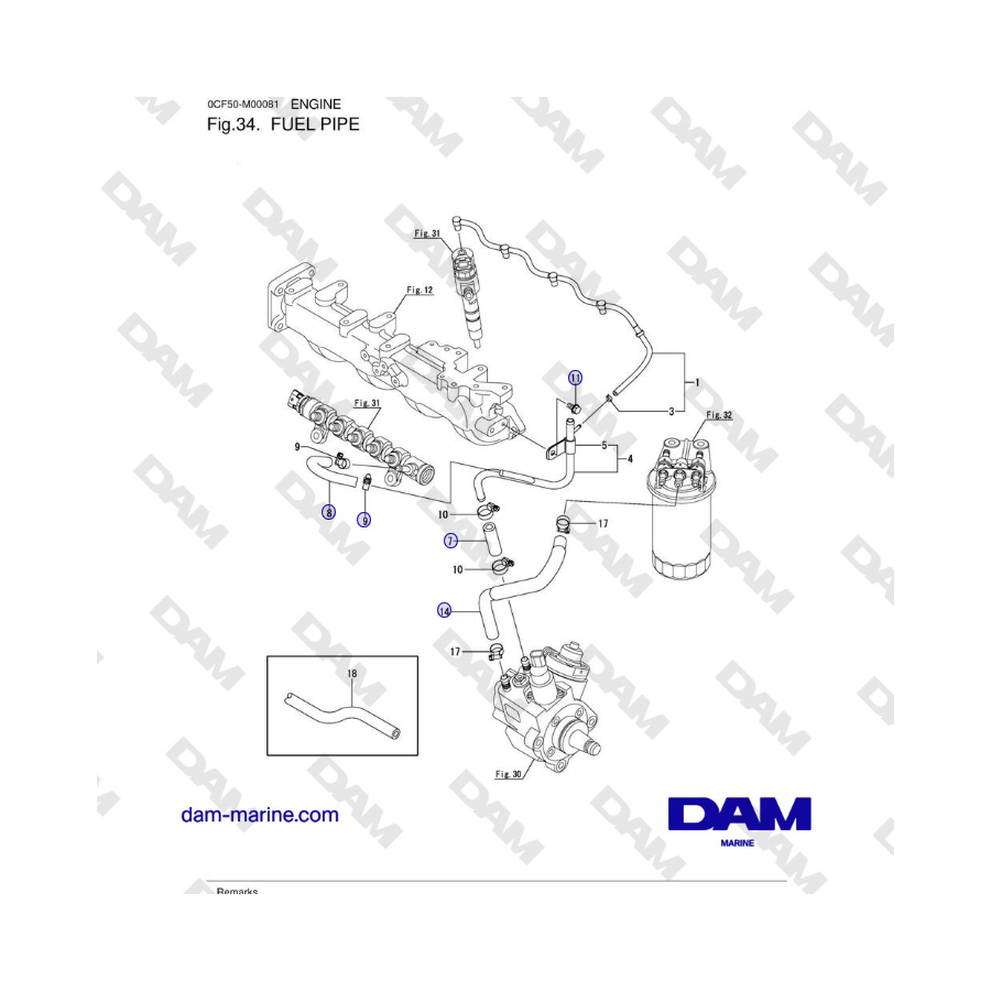 Yanmar 4JH45/4JH57 - FUEL PIPE