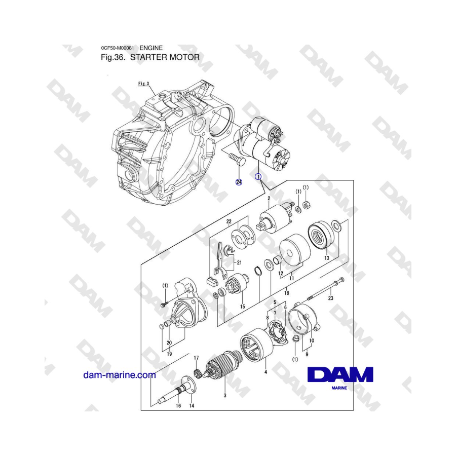 Yanmar 4JH45/4JH57 - STARTER MOTOR