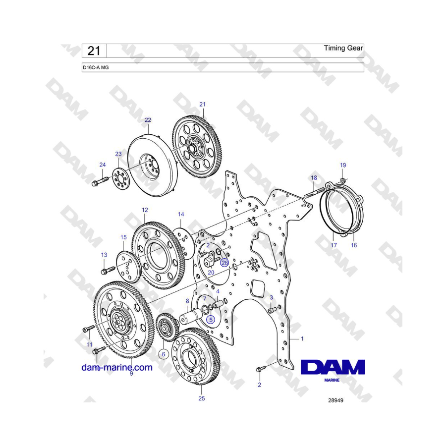 Volvo Penta D16C-A MG - Timing Gear 