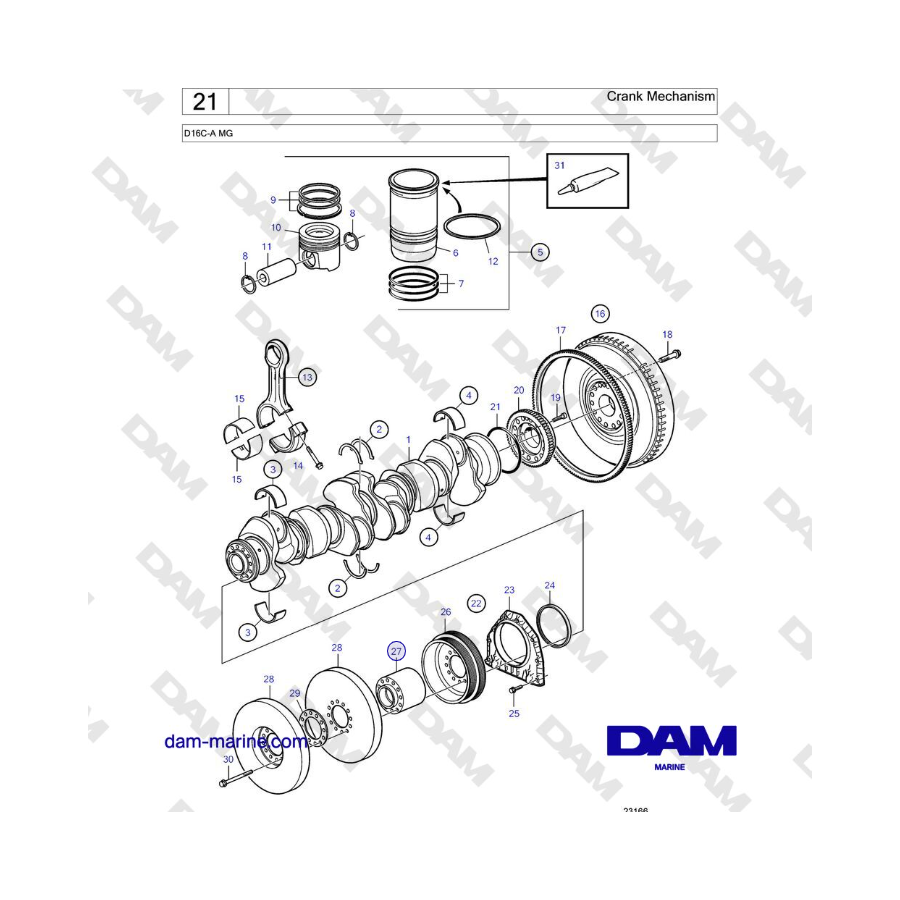 Volvo Penta D16C-A MG - Crank Mechanism