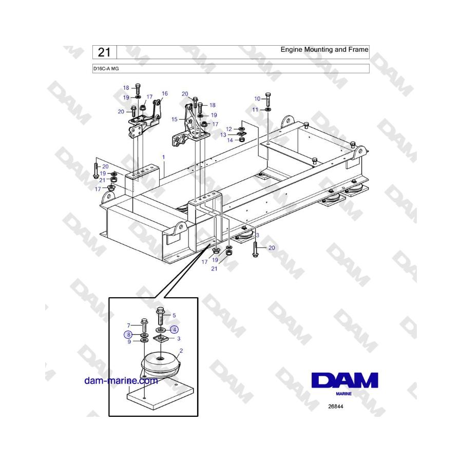 Volvo Penta D16C-A MG - Engine Mounting and Frame 