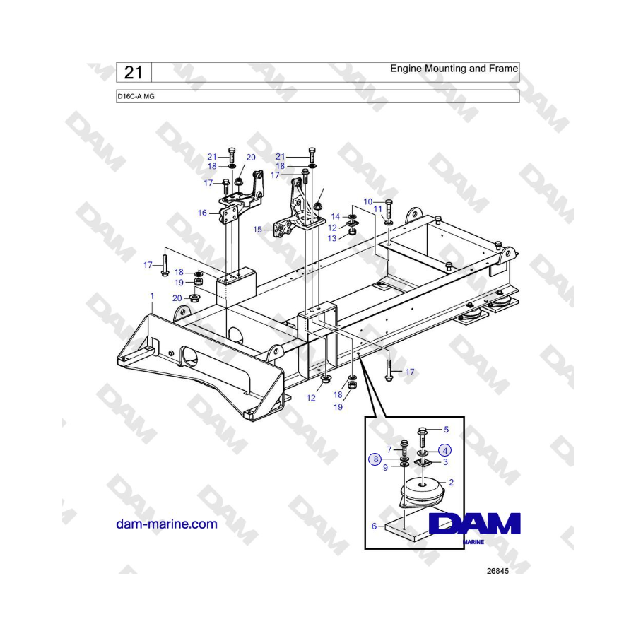 Volvo Penta D16C-A MG - Engine Mounting and Frame