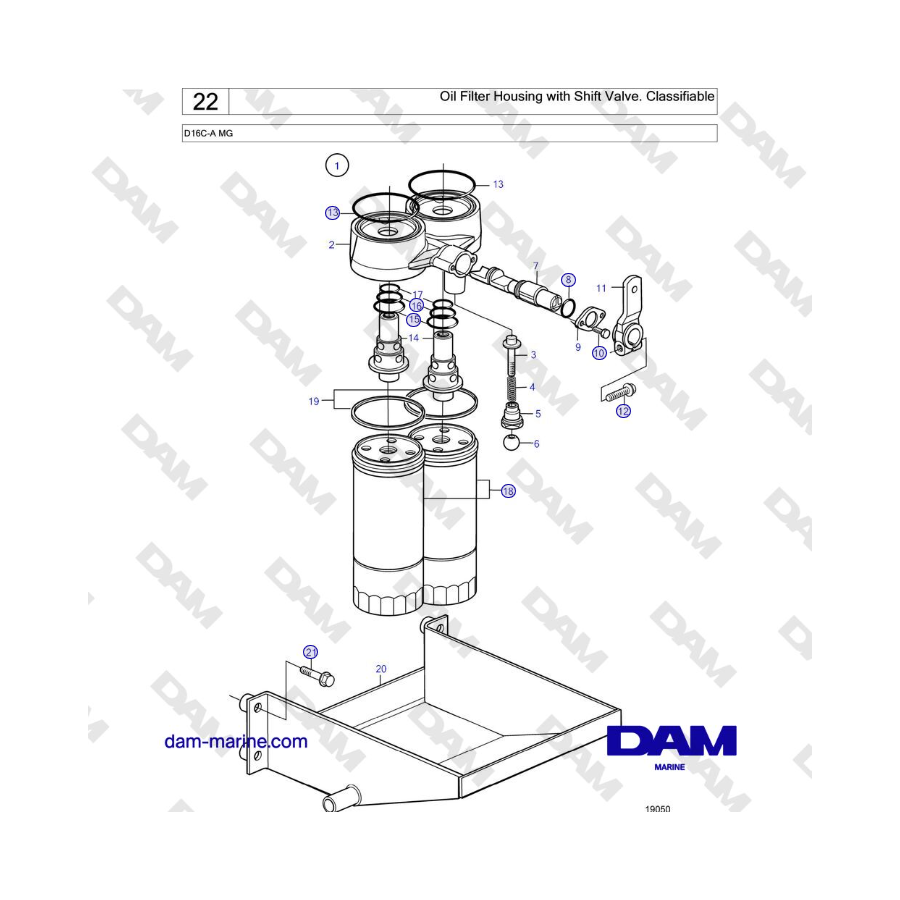 Volvo Penta D16C-A MG - Oil Filter Housing with Shift Valve. Classifiable