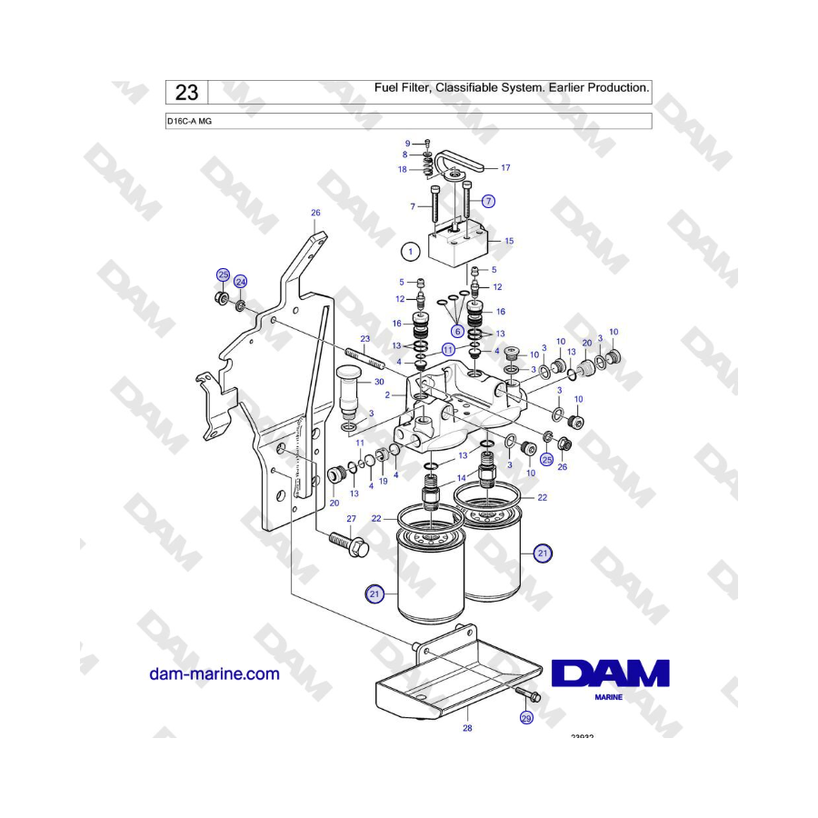 Volvo Penta D16C-A MG - Fuel Filter, Classifiable System. Earlier Production