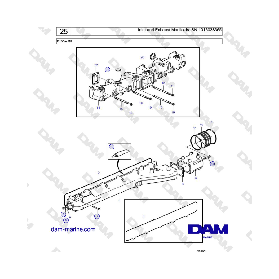 Volvo Penta D16C-A MG - Inlet and Exhaust Manilolds