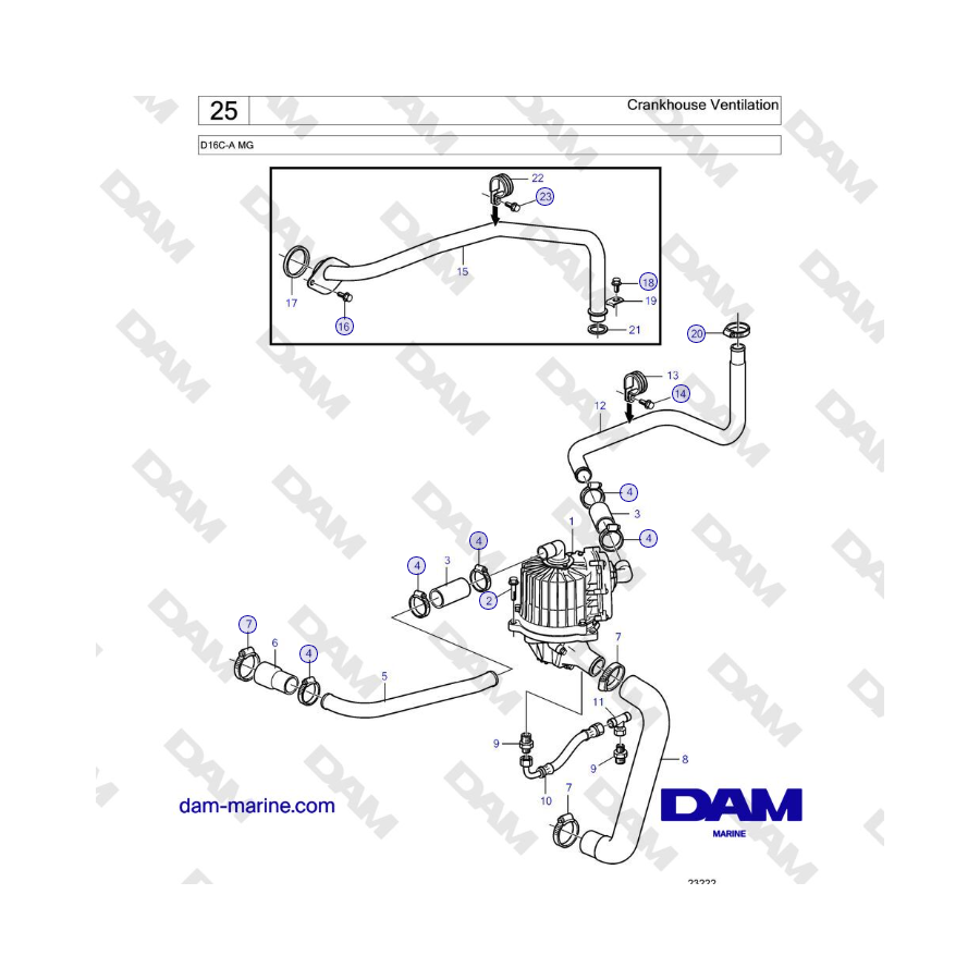 Volvo Penta D16C-A MG - Crankhouse Ventilation