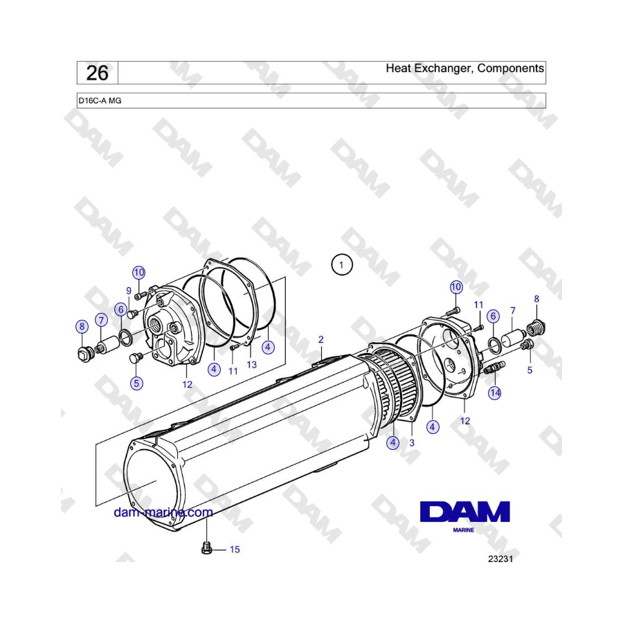 Volvo Penta D16C-A MG - Heat Exchanger, Components