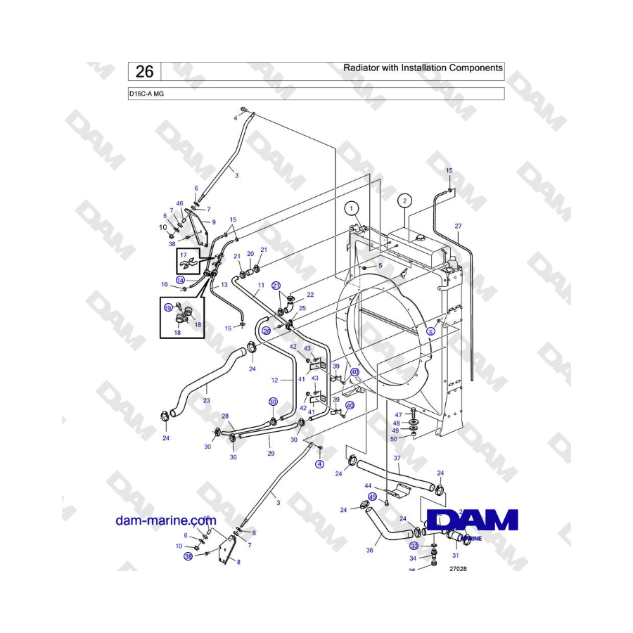 Volvo Penta D16C-A MG - Radiator with Installation Components