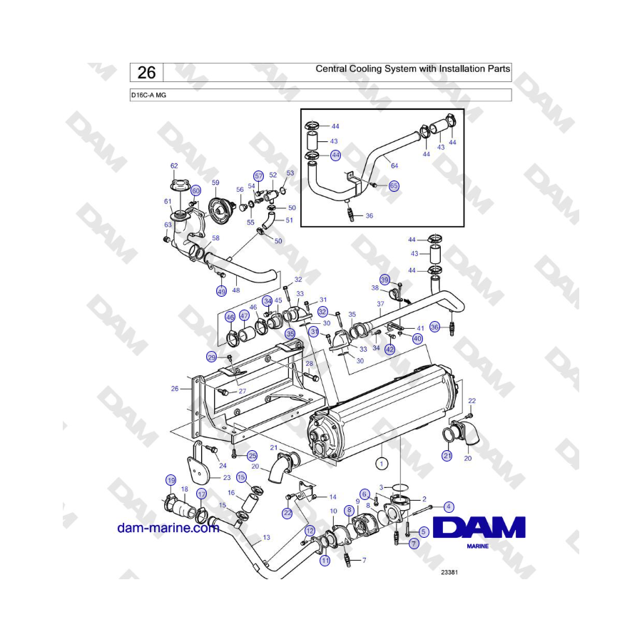 Volvo Penta D16C-A MG - Central Cooling System with Installation Parts 