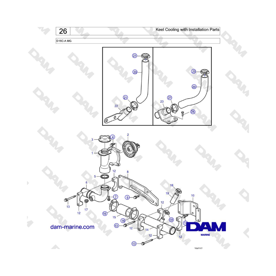 Volvo Penta D16C-A MG - Keel Cooling with Installation Parts