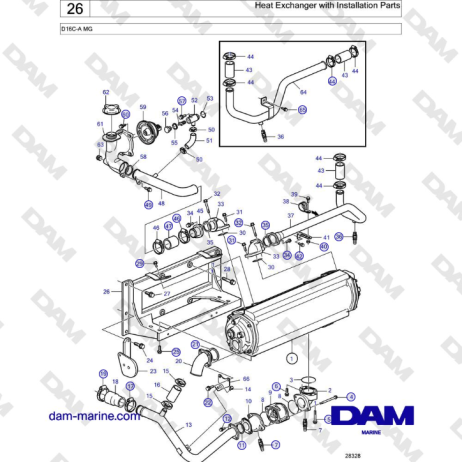 Volvo Penta D16C-A MG - Heat Exchanger with Installation Parts 