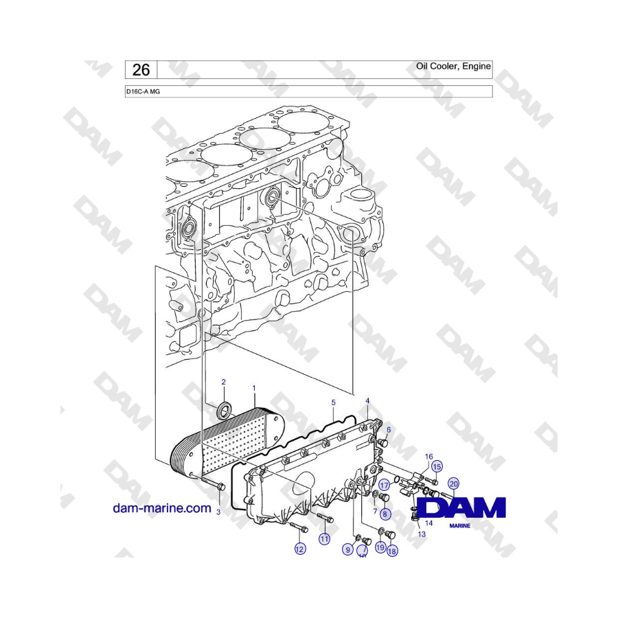 Volvo Penta D16C-A MG - Oil Cooler, Engine