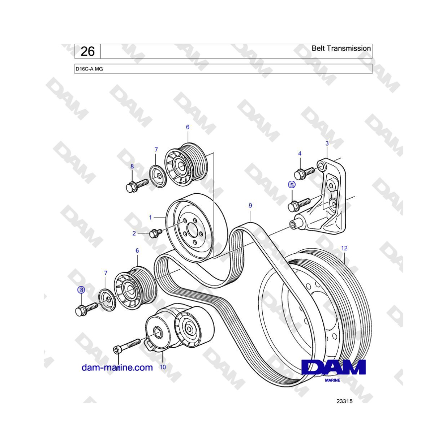 Volvo Penta D16C-A MG - Belt Transmission