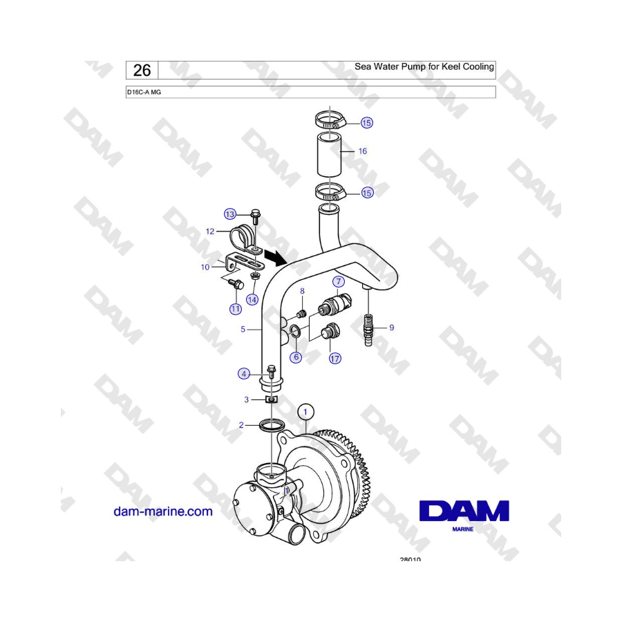 Volvo Penta D16C-A MG - Sea Water Pump for Keel Cooling