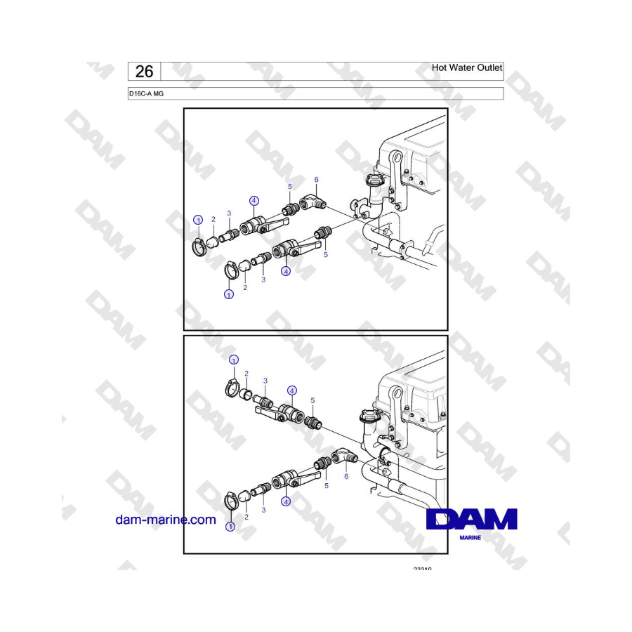 Volvo Penta D16C-A MG - Hot Water Outlet 