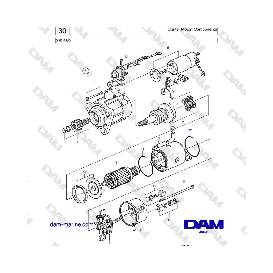 Volvo Penta D16C-A MG - Starter Motor, Components