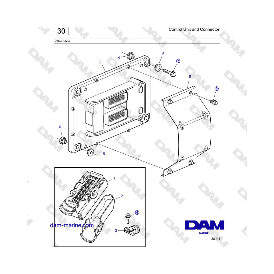 Volvo Penta D16C-A MG - Control Unit and Connector