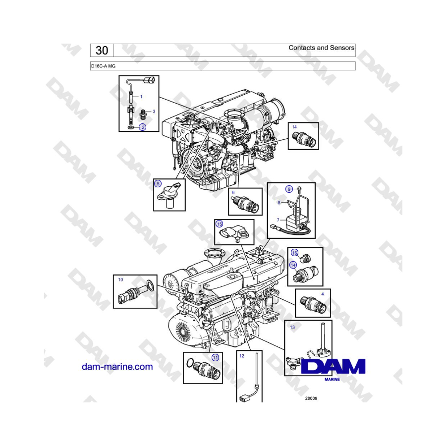 Volvo Penta D16C-A MG - Contacts and Sensors