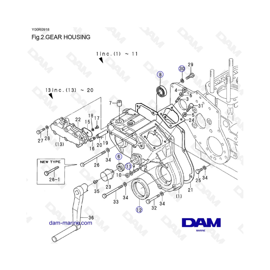 Yanmar 2QM15 - Gear housing