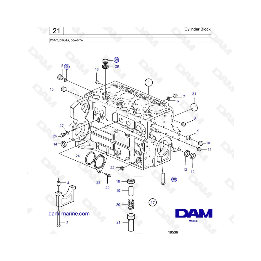 Volvo Penta D5A-T, D5A-TA, D5A-B TA - Cylinder Block 