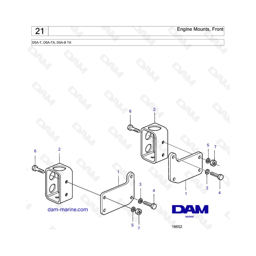 Volvo Penta D5A-T, D5A-TA, D5A-B TA, D7A-T, D7A-TA, D7A-B TA - Engine Mounts, Front