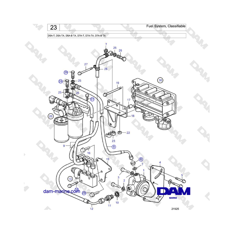 Volvo Penta D5A-T, D5A-TA, D5A-B TA, D7A-T, D7A-TA, D7A-B TA - Fuel System, Classifiable