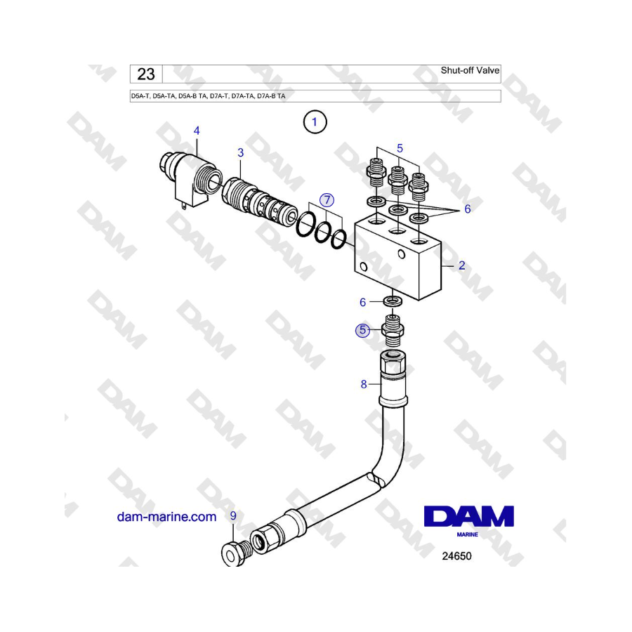 Volvo Penta D5A-T, D5A-TA, D5A-B TA, D7A-T, D7A-TA, D7A-B TA - Shut-off Valve