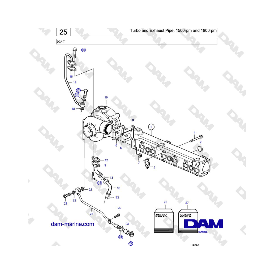 Volvo Penta D7A-T - Turbo and Exhaust Pipe