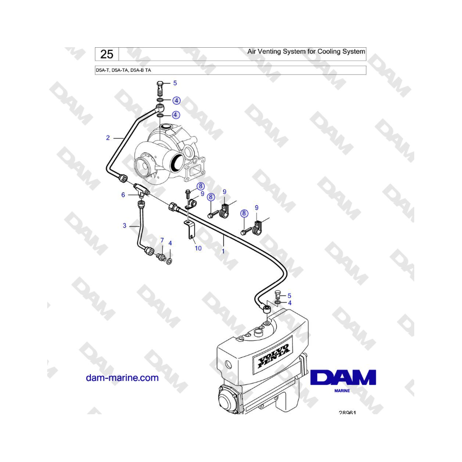 Volvo Penta D5A-T, D5A-TA, D5A-B TA - Air Venting System for Cooling System