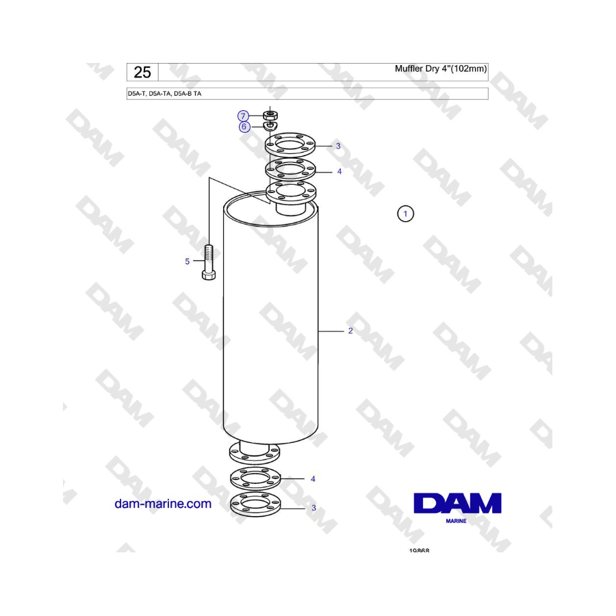 Volvo Penta D5A-T, D5A-TA, D5A-B TA - Muffler Dry 4''(102mm)