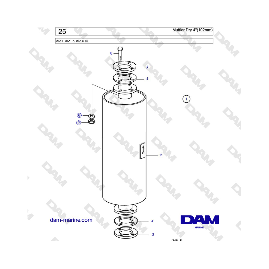 Volvo Penta D5A-T, D5A-TA, D5A-B TA - Muffler Dry 4''(102mm) 